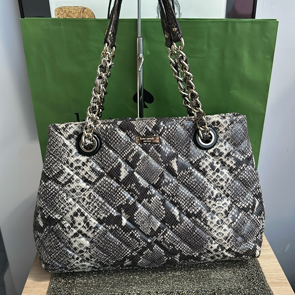 kate spade Large Gold Coast Maryanne Quilted Snakeskin Leather Tote